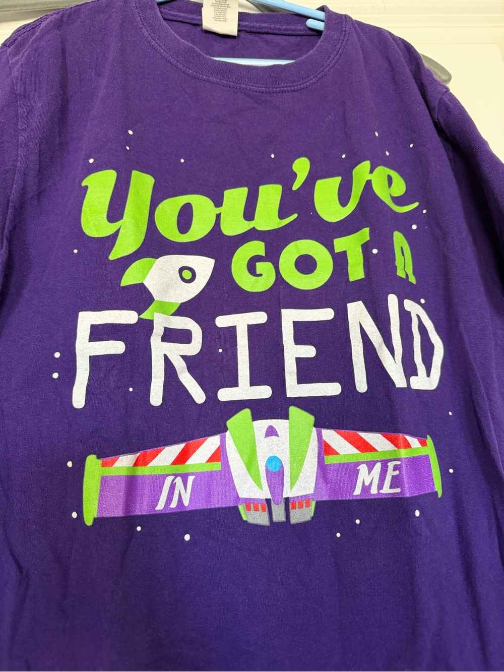 Kids unisex Disney small shop tshirt Buzz Lightyear You’ve got a friend in me L - Picture 2 of 6